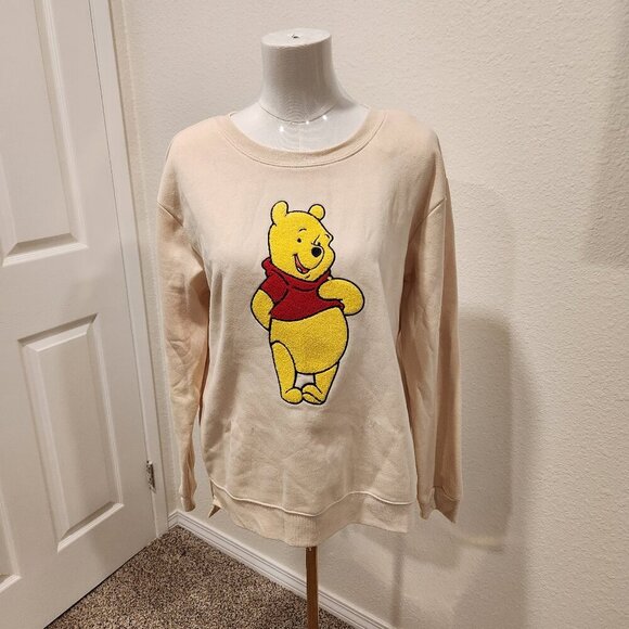 Disney Winnie The Pooh Sweatshirt Womens Large Pullover Textured New NWT - Picture 1 of 4